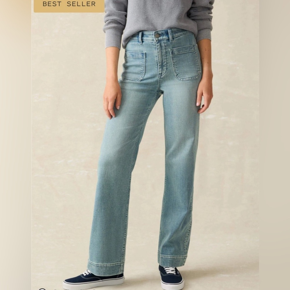 Faherty Women's Light Blue Wide Leg Jeans